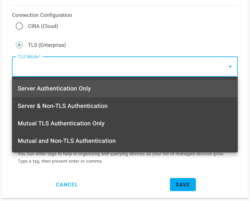 Figure 2: Example profile with TLS Config